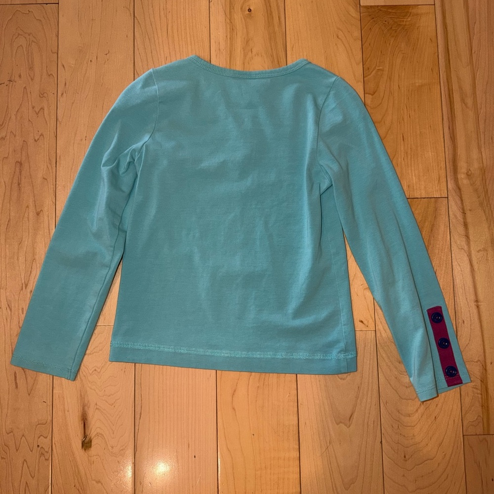 Girls Light Teal Long Sleeve Top with Button Detail - Picture 3 of 4